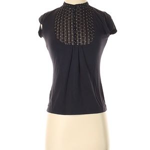 LOFT Polka Dot Black Short Sleeve Top Size XS